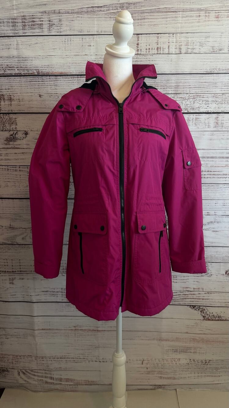 London Fog Performance Hooded Rain Jacket Hot Pink Size Small